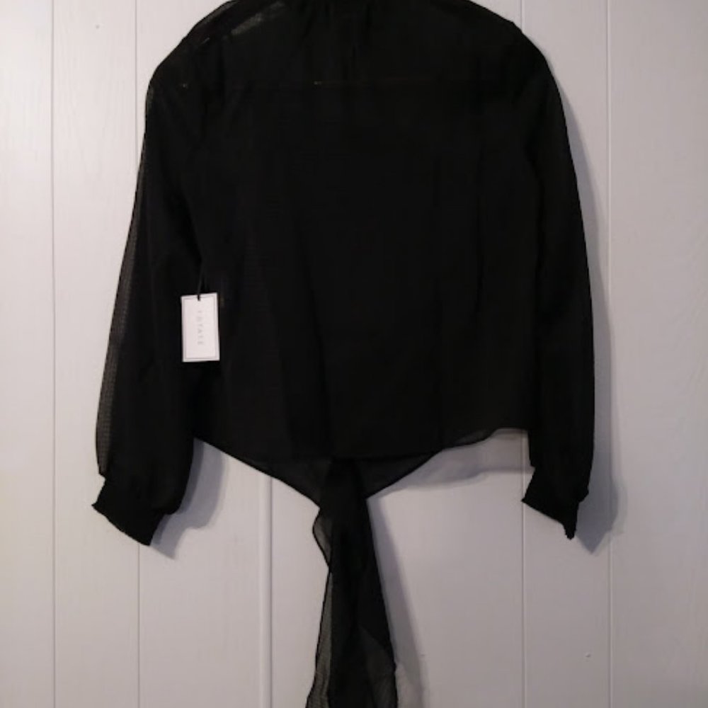 1.State Women's Smock Neck Tie Waist Blouse - Picture 4 of 6